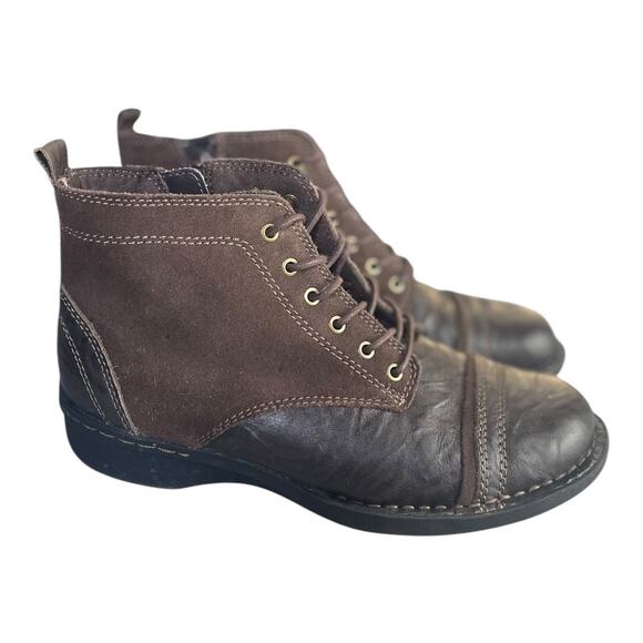 Clarks Women’s Whistle Watch Ankle Lace Brown Leather Boots Size-6wide - Picture 1 of 9